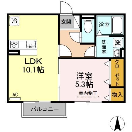 ジュネス(1LDK/2階)の間取り写真