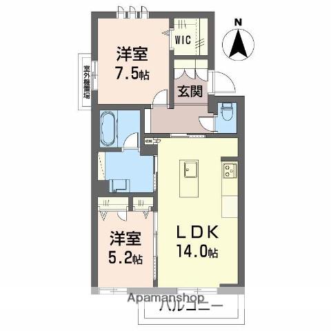 リオリエントオーヴィル(2LDK/3階)の間取り写真