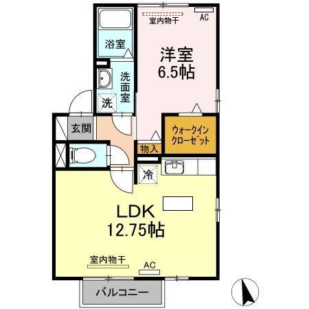 リビングタウン下奈良 A(1LDK/2階)の間取り写真