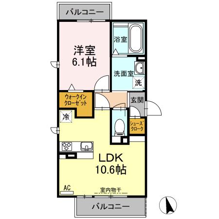 プランドール華陽(1LDK/3階)の間取り写真