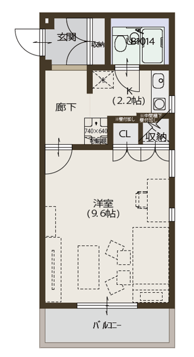 クオリティー・ワン(1K/2階)の間取り写真