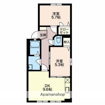 サンシャイン B(2DK/1階)の間取り写真