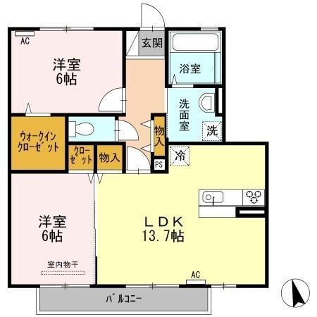 N.ソフィア(2LDK/2階)の間取り写真