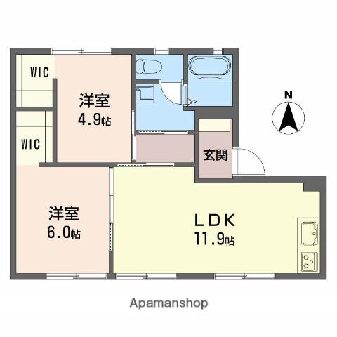 カーサB(2LDK/1階)の間取り写真
