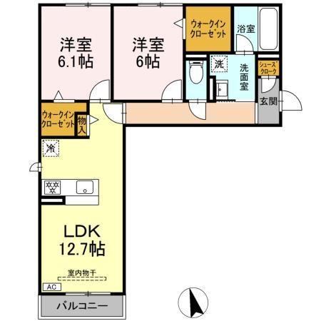 エスティア(2LDK/2階)の間取り写真