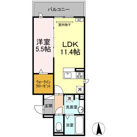 バーディー穂積(1LDK/3階)の間取り写真