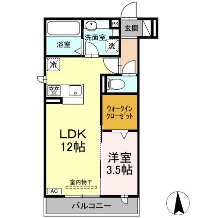 バーディー穂積(1LDK/3階)の間取り写真