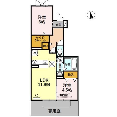 フェリチータ(2LDK/1階)の間取り写真