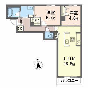 シャーメゾン蘇原新栄(2LDK/1階)の間取り写真