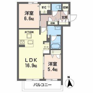 シャーメゾン蘇原新栄(2LDK/1階)の間取り写真