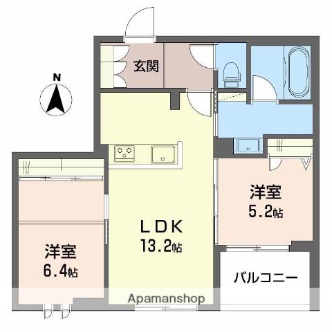 シャーメゾンリアンⅠ(2LDK/2階)の間取り写真