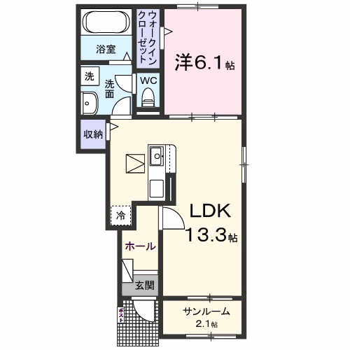 レディアⅢ(1LDK/1階)の間取り写真
