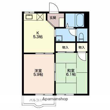 藤フレグランスC(2K/2階)の間取り写真