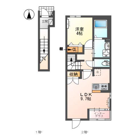プレミアムMINI(1LDK/2階)の間取り写真