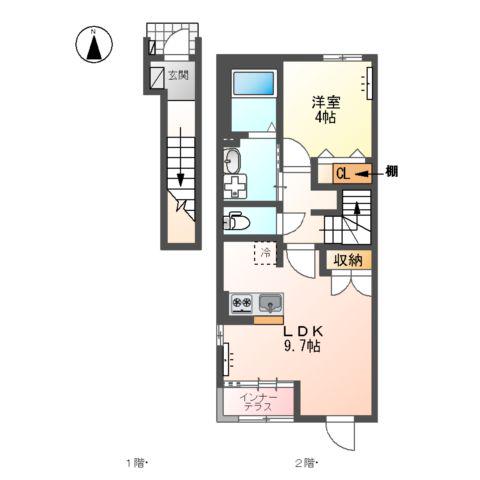 プレミアムMINI(1LDK/2階)の間取り写真