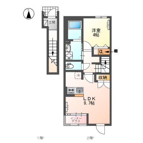 プレミアムMINI(1LDK/2階)の間取り写真