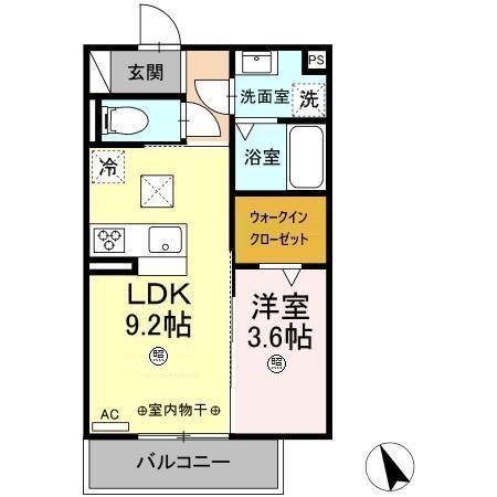 D-ROOMビーチルックII(1LDK/1階)の間取り写真