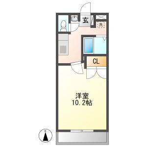 プチシャトー楽田(1K/3階)の間取り写真