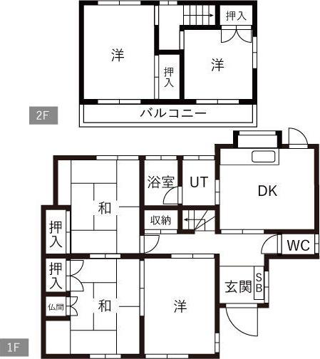 東海道本線 岐阜駅 バス乗車時間：31分 黒野こども園前バス停で下車 徒歩11分 2階建 築45年(5DK)の間取り写真
