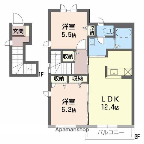 グランシャリオ Ⅱ(2LDK/2階)の間取り写真