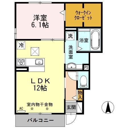 ハルミズホ(1LDK/1階)の間取り写真