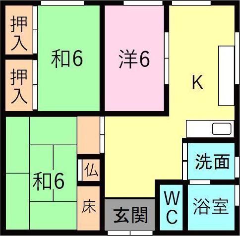 名鉄竹鼻・羽島線 南宿駅 徒歩25分 1階建 築35年(3DK)の間取り写真
