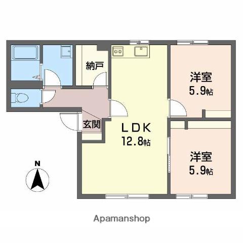 SUNVILLAGE YOSHIDA B(2LDK/1階)の間取り写真