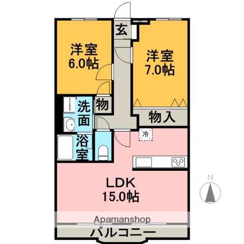 ハートフルマンションNO1(2LDK/2階)の間取り写真
