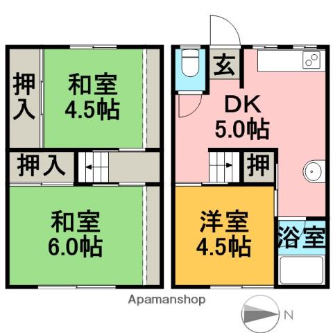 ヤマタアパート(3DK/1階)の間取り写真