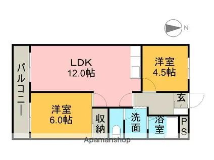 スプリングコートⅡ(2LDK/1階)の間取り写真