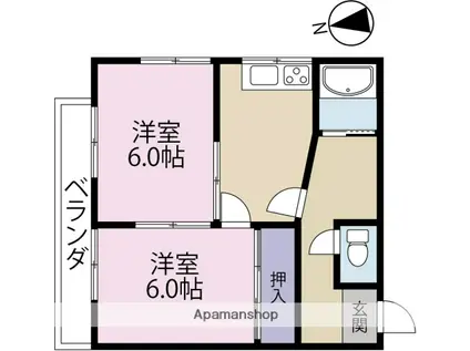 マンション飛騨(2DK/2階)の間取り写真