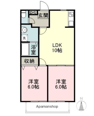 コーポ双葉(2LDK/2階)の間取り写真