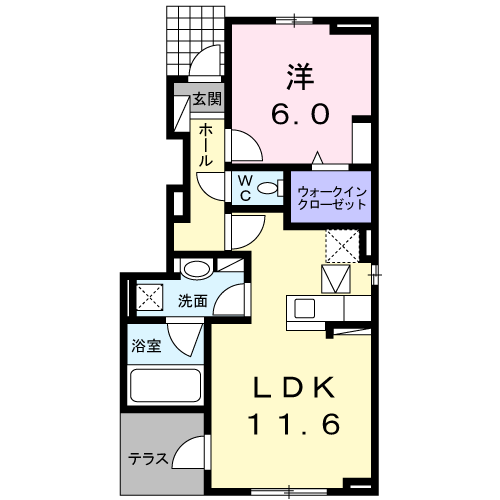 セピアコート Ⅱ(1LDK/1階)の間取り写真