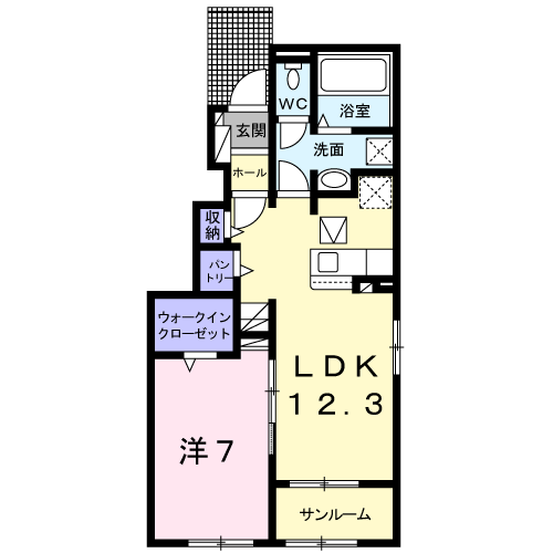 メゾン サカエⅢ(1LDK/1階)の間取り写真