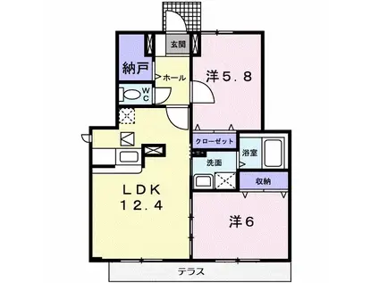 ミニヨンエール(2LDK/1階)の間取り写真