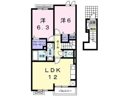 アムールA(2LDK/2階)の間取り写真