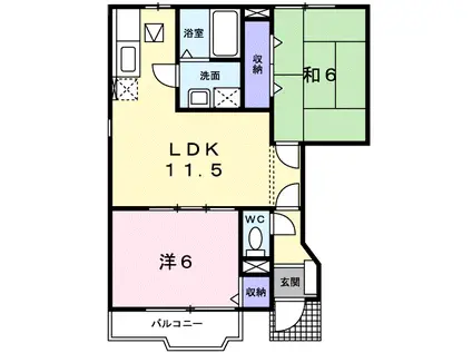 アメニティハイム若竹(2LDK/1階)の間取り写真