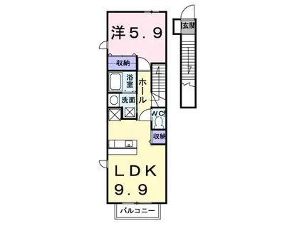 グリーンハウス東中島(1LDK/2階)の間取り写真