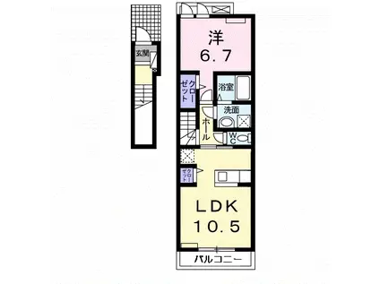クイーン フルハウス(1LDK/2階)の間取り写真