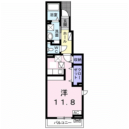 IS・PLACE Ⅰ(ワンルーム/1階)の間取り写真