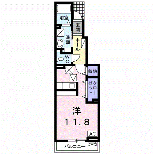 IS・PLACE Ⅰ(ワンルーム/1階)の間取り写真