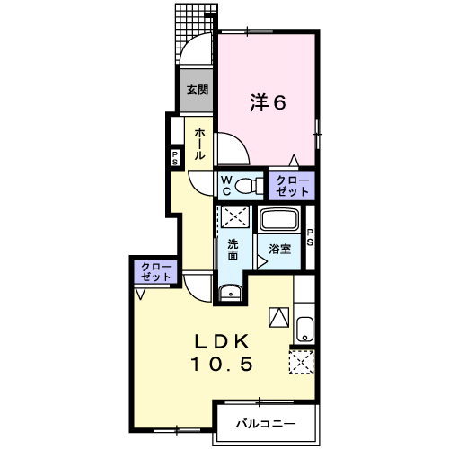 ラフィネ Ⅱ(1LDK/1階)の間取り写真
