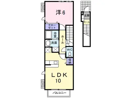 バーミースクエア(1LDK/2階)の間取り写真