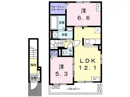 エフティヒア B(2LDK/2階)の間取り写真