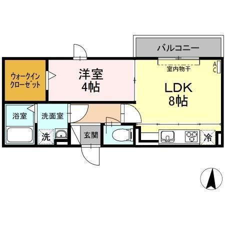 D-ROOM SASHIE(1LDK/2階)の間取り写真