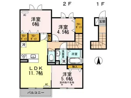 FABIOLA旦島(3LDK/2階)の間取り写真