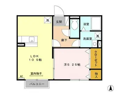 コートハウス岐陽ⅡC(1LDK/2階)の間取り写真
