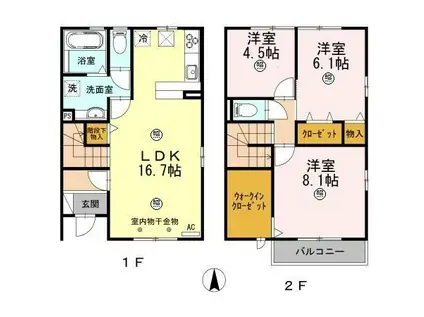 島田様貸家(3LDK)の間取り写真