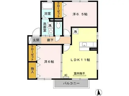 CASA・L D棟(2LDK/2階)の間取り写真