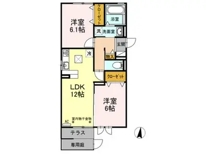 セジュールNAGAMORI(2LDK/1階)の間取り写真
